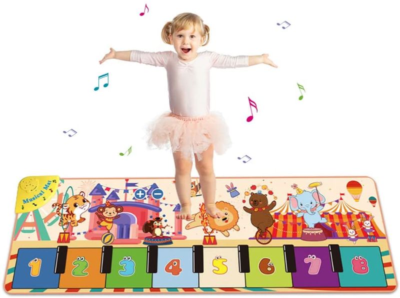 Photo 1 of Fivegoes Piano Mat, 43" X 14" Floor Piano Musical Dance Mat with 8 Cartoon Animal Sounds Early Learning Gifts Toys for Baby Girls Boys Toddlers
