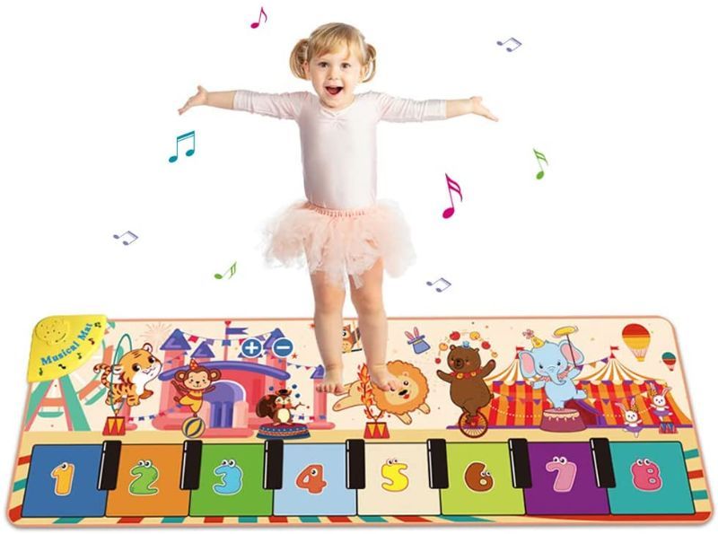 Photo 1 of Fivegoes Piano Mat, 43" X 14" Floor Piano Musical Dance Mat with 8 Cartoon Animal Sounds Early Learning Gifts Toys for Baby Girls Boys Toddlers
