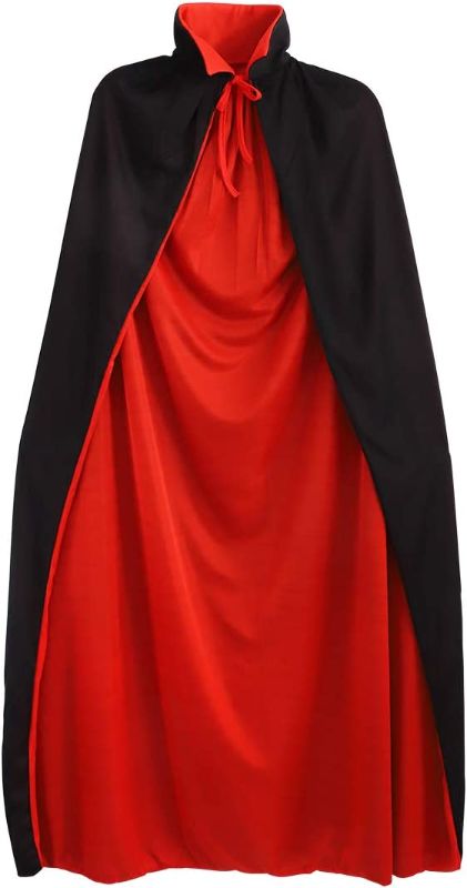 Photo 1 of BESPORTBLE 1.4Meters/55Inch Halloween Vampire Costume Cosplay Cloak Cape Prop Dual-Layer Adult's Masquerade Supplies - Red+Black
