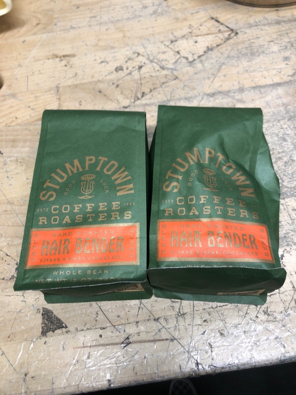 Photo 2 of ** EXP : 06/17/22 **   ** NON-REFUNDABLE **   ** SOLD AS IS **  ** SETS OF 2 **
Stumptown Coffee Roasters, Medium Roast Whole Bean Coffee - Hair Bender 12 Ounce Bag with Flavor Notes of Citrus and Dark Chocolate
