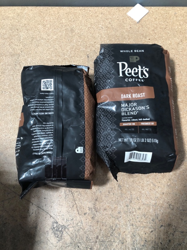 Photo 2 of **non refundable** exp 08/08/22 Peet's Coffee, Dark Roast Ground Coffee - Major Dickason's Blend 18 Ounce Bag, Packaging May Vary 2 pack 
