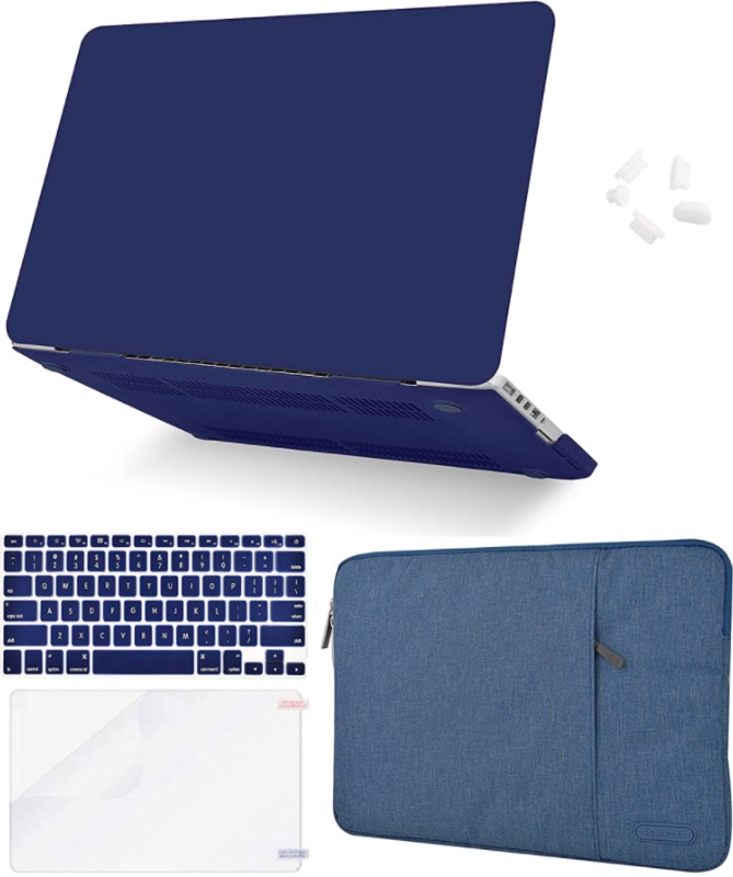 Photo 1 of KECC Compatible with MacBook Pro 13'' Case 2020-2022 Touch Bar M2 A2338 M1 A2289 A2251 Plastic Hard Shell + Keyboard Cover + Sleeve + Screen Protector + Dust Plug (Matte Navy)