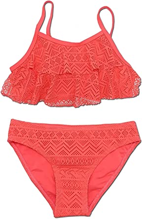 Photo 1 of SHEKINI Girls Bathing Suit Ruffles Flounce Swimsuit Crochet Two Piece Bikini Set
Size 10/12 girls