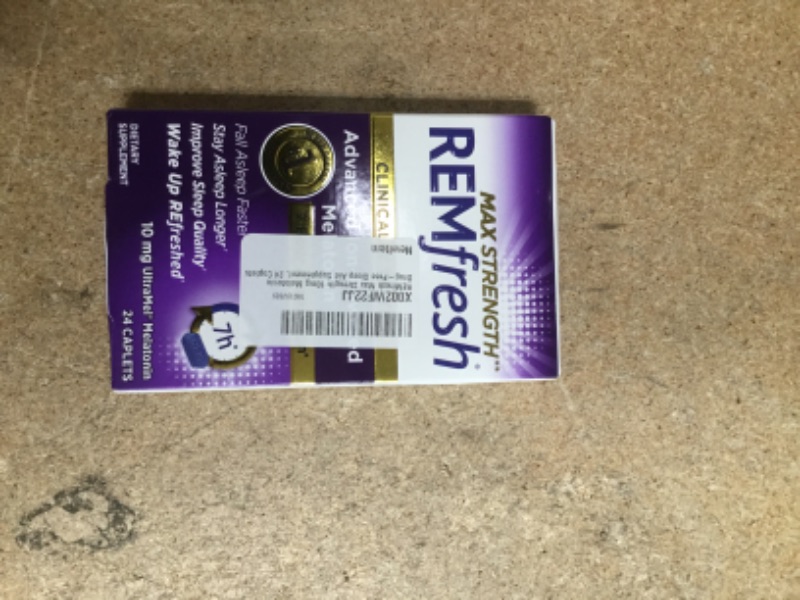 Photo 2 of **NON-REFUNDABLE***
BEST BY 4/24
REMfresh Max Strength 10mg Melatonin Drug-Free Sleep Aid Supplement, 24 Caplets (Packaging May Vary)
