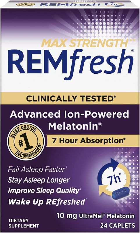 Photo 1 of **NON-REFUNDABLE***
BEST BY 4/24
REMfresh Max Strength 10mg Melatonin Drug-Free Sleep Aid Supplement, 24 Caplets (Packaging May Vary)
