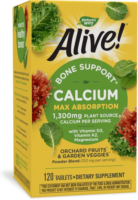 Photo 1 of **NON-REFUNDABLE**
BEST BY 10/31/23
Nature’s Way Alive! Calcium Bone Support*, Max Absorption, Plant Source Calcium, 120 Tablets
