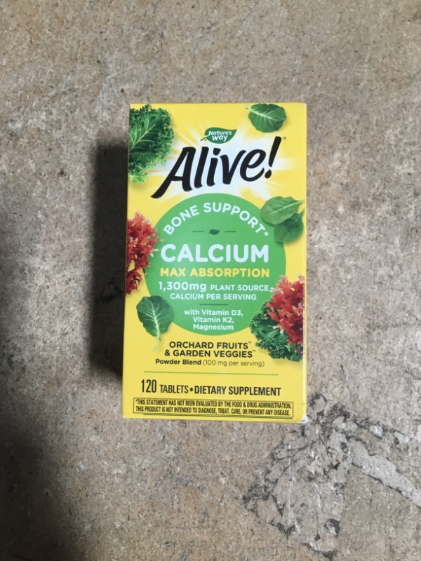 Photo 2 of **NON-REFUNDABLE**
BEST BY 10/31/23
Nature’s Way Alive! Calcium Bone Support*, Max Absorption, Plant Source Calcium, 120 Tablets
