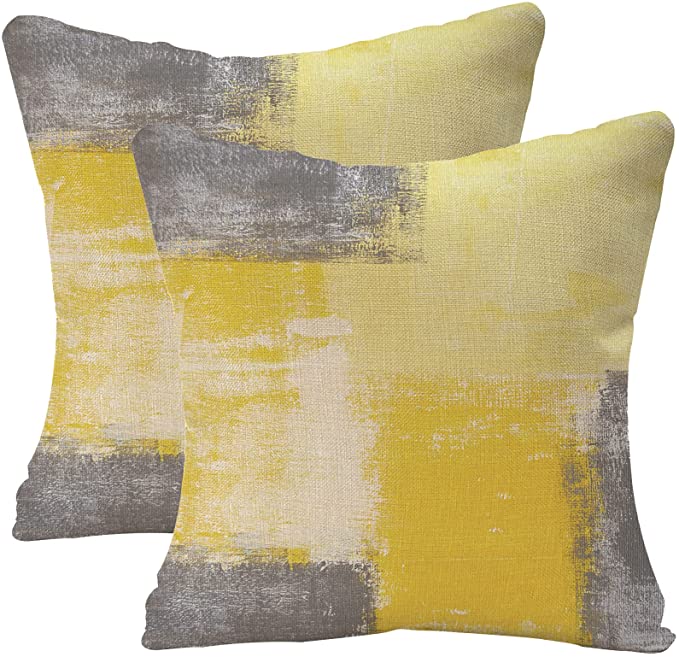 Photo 1 of 2 PACK BUNDLE ( 4 PILLOW COVERS )
Taeamjone Yellow Grey Throw Pillow Covers, Modern Pillow Cover Home Decor Cushion Cover for Sofa Bed Living Room Bedroom, 18 x 18 inches
