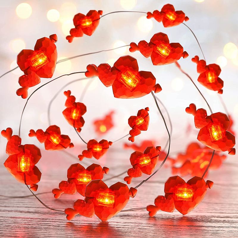 Photo 1 of ** SETS OF 5 **
SHOKUTO Valentine's Day String Lights, Large Heart String Lights 10 Ft 30 LEDS Waterproof Fairy Lights Battery Operated for Valentines Decorations Bedroom Anniversary Birthday Wedding Party Decor, Red
