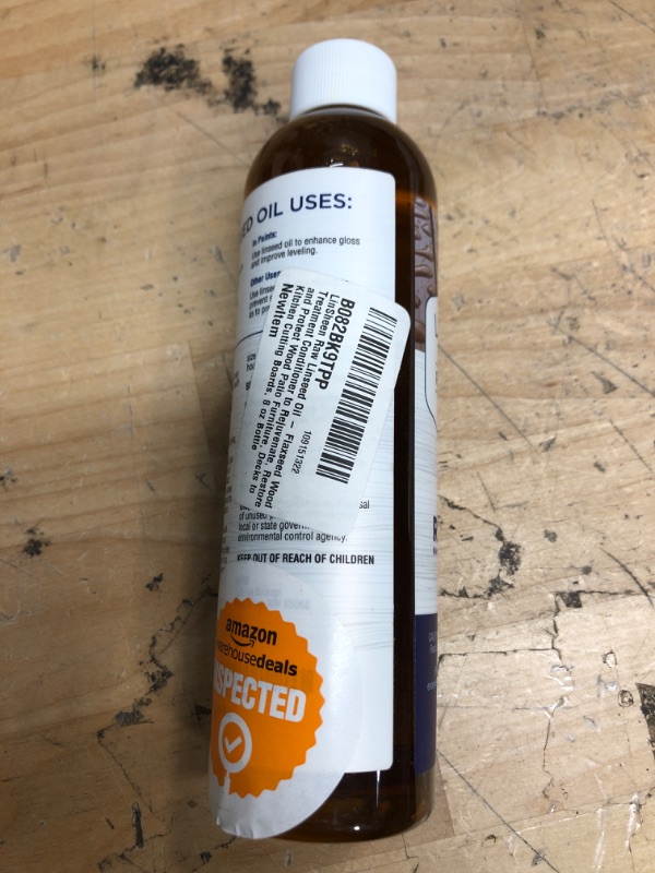 Photo 2 of ** NO EXP PRINTED **     ** NON-REFUNDABLE **    ** SOLD AS IS **
LinSheen Raw Linseed Oil – Flaxseed Wood Treatment Conditioner to Rejuvenate, Restore and Condition Wood Patio Furniture, Decks to Kitchen Cutting Boards, 8 oz Bottle
