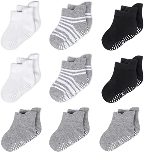 Photo 1 of Infinicare Non-Slip Grip Baby Socks - Anti Skid Infant Baby Ankle Socks Low Cut for Infants Toddlers Kids Girls Boys 3 PACKS. 0-6 MONTHS.