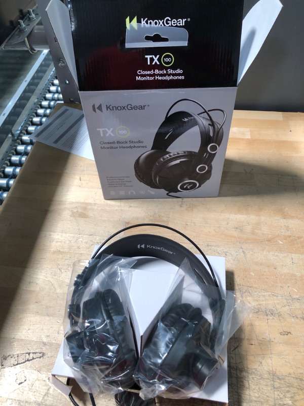 Photo 2 of Knox Gear TX-100 Closed-Back Studio Monitor Headphones, Noise Cancelling Headphones for Gaming PC, Over Ear Wired Headphones for Recording & Music Production, Black Headphones, Studio Headphones