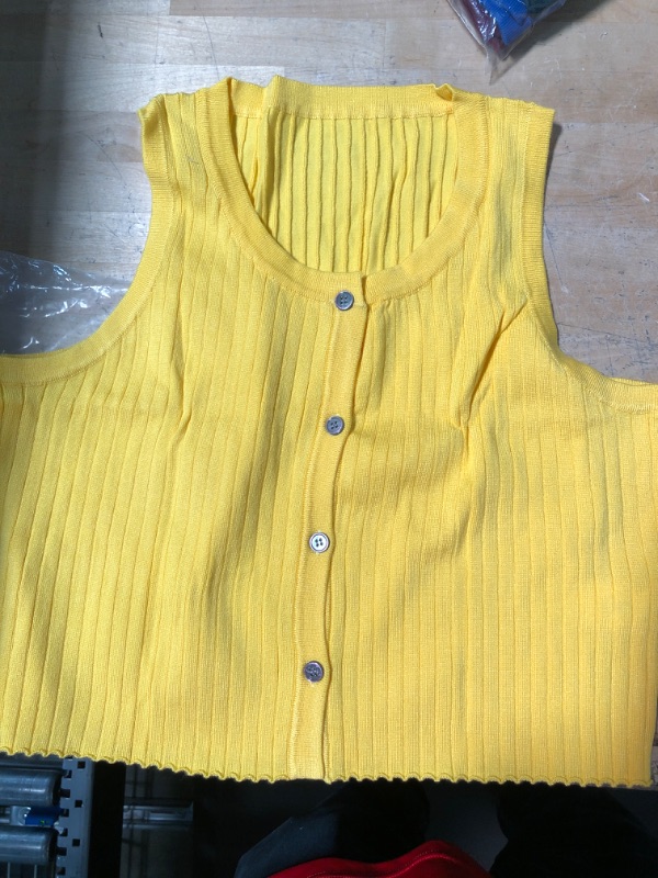 Photo 1 of Aoysky Women's Ribbed Crop Tank Tops Summer Sleeveless Button Up Knit Camisole Vest Shirts SIZE XXL