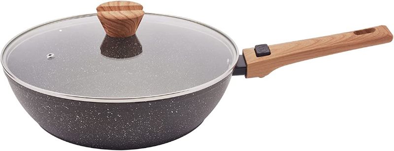 Photo 1 of Bester heard 11 inch Nonstick Saute Pan Deep Frying Pan with Cover Non-Stick Jumbo Cooker Granite Coating