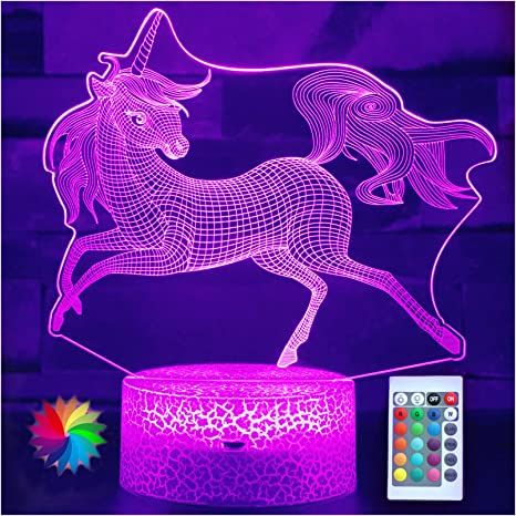 Photo 1 of Unicorn Gifts for Girls, Unicorn Lamp for Kids with Remote & Smart Touch, Dimmable Unicorn Light with 7 Colors+16 Colors Changing, Unicorn Toys for Girls 2 3 4 5 6 7 8 9 10 Year Old Girl Gifts