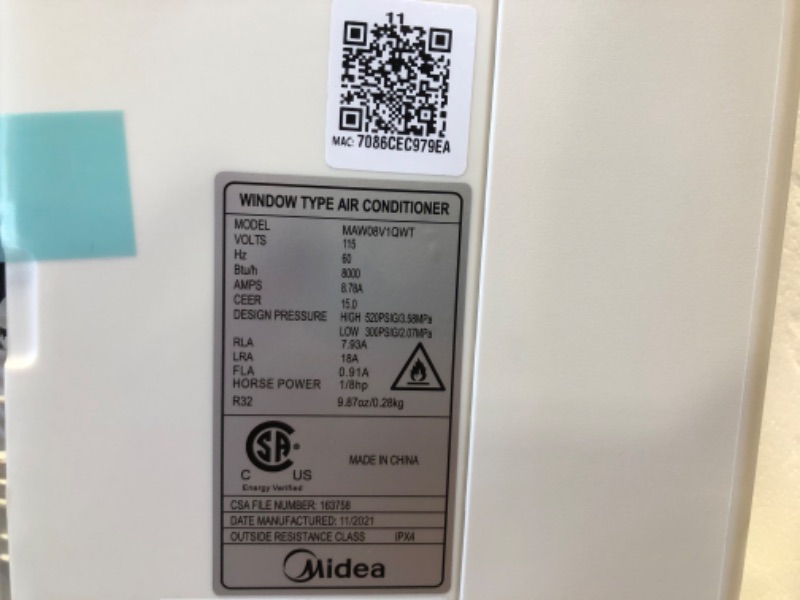 Photo 1 of Midea 8,000 BTU U-Shaped Smart Inverter Window Air Conditioner–Cools up to 350 Sq. Ft., Ultra Quiet with Open Window Flexibility, Works with Alexa/Google Assistant, 35% Energy Savings, Remote Control