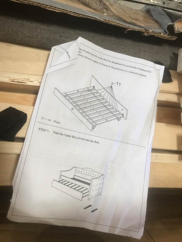 Photo 4 of *INCOMPLETE* Upholstered Twin Size Daybed with Trundle, Gray
