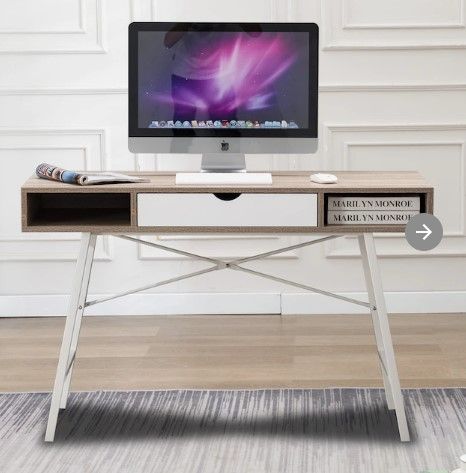 Photo 1 of Canmov  Computer Desk 43.3-in Off-white Modern/Contemporary Oak Computer Desk
