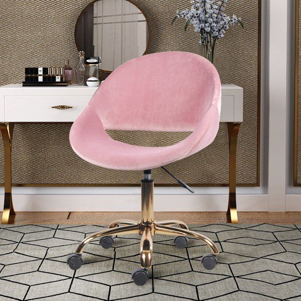 Photo 1 of GIA Design Group Mid-Back Velvet Adjustable Vanity Chair,Pink
