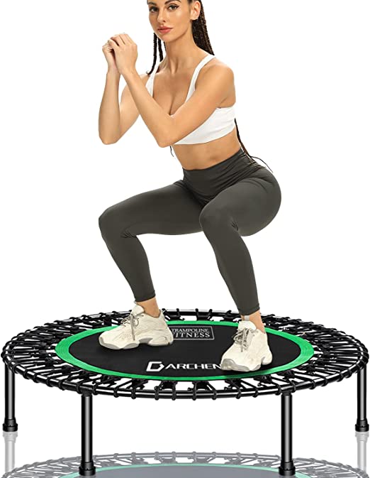 Photo 1 of Darchen 450 lbs Mini Trampoline for Adults, Indoor Small Rebounder Exercise Trampoline for Workout Fitness for Quiet and Safely Cushioned Bounce, [40 Inch]
