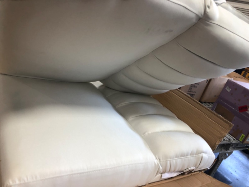 Photo 2 of (TORN MATERIAL; DIRTY )Mayview Sofa Bed with Box Tufting and Removable Arms White 