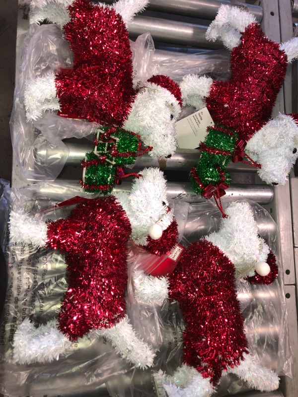 Photo 2 of 4 PACK- Ashland Tinsel Santa Dog 14" Holiday Tabletop Decor, Red White Black
