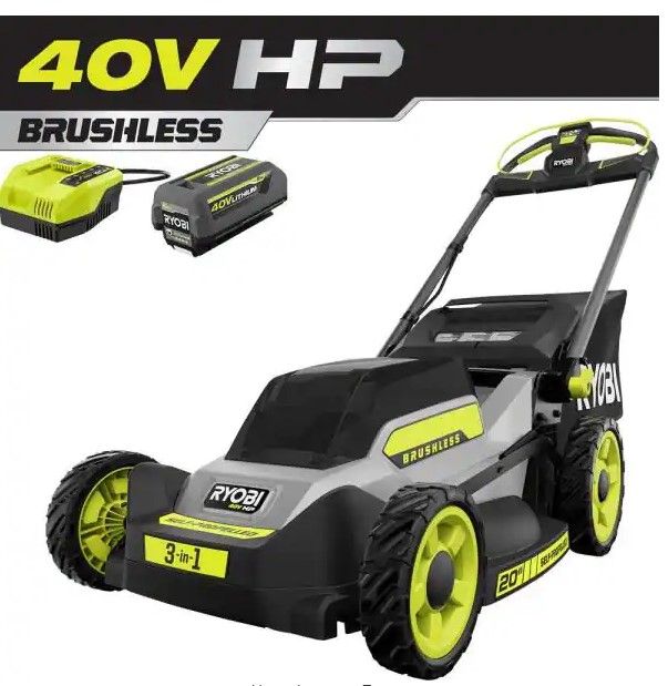 Photo 1 of RYOBI 40V HP Brushless 20 in. Cordless Electric Battery Walk Behind Self-Propelled Mower with 6.0 Ah Battery and Charger