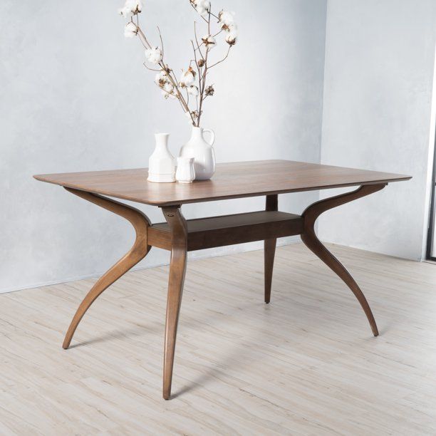 Photo 1 of *TABLE TOP ONLY* Noble House Logan Natural Walnut Finish Wood Dining Table
