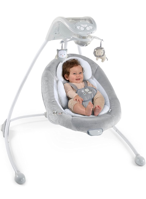 Photo 1 of Ingenuity InLighten Baby Swing - Cool Mesh Fabric, Vibrations, Swivel Infant Seat, Nature Sounds, Light Up Motorized Mobile - Braden
