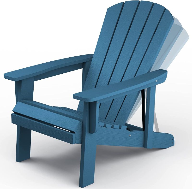 Photo 1 of SERWALL Adirondack Chair, Adjustable Backrest Adirondack Chair, All Weather Reclining Adirondack Chair for Patio Garden - Cobalt Blue
