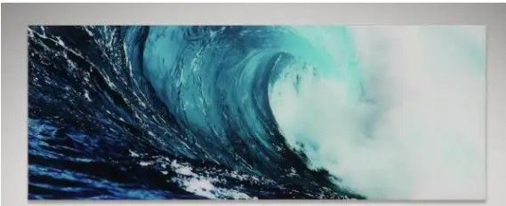 Photo 1 of *EMPIRE ART DIRECT*
24 in. x 63 in. "Blue Wave 2" Frameless Free Floating Tempered Glass Panel Graphic Wall Art