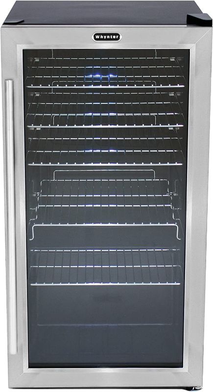 Photo 1 of **door is loose, needs to be firmly adjusted**
Whynter BR-130SB Internal Fan Beverage Refrigerators, Black/Stainless Steel
