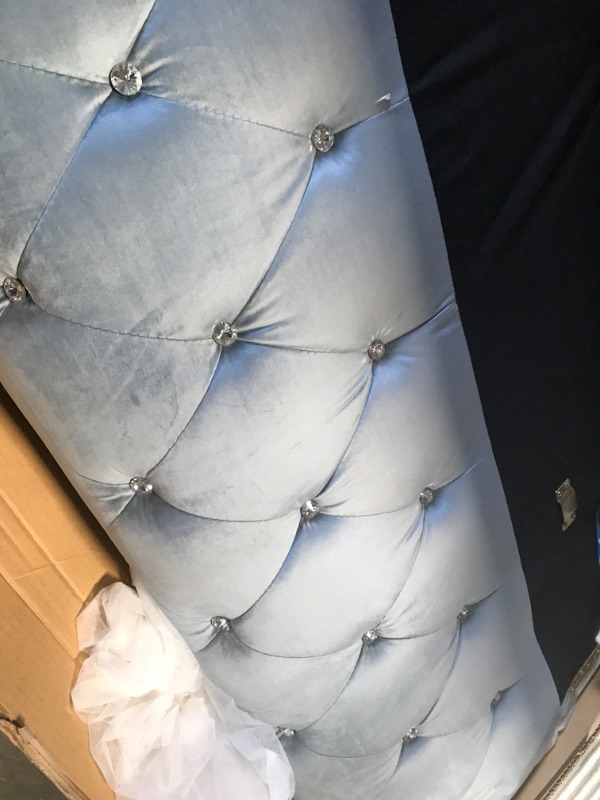 Photo 2 of **** BOX 1 OF A SET***         Baxton Studio Abbie Light Blue Velvet Upholstered and Crystal Tufted Queen Daybed with Trundle
