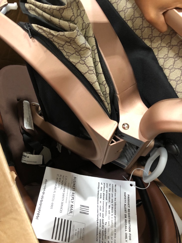 Photo 5 of **MISSING PARTS**

Hot Mom Baby Stroller: Baby Carriage with Adjustable Seat Height Angle and Four-Wheel Shock Absorption,Reversible?High Landscape and Fashional Pram (Grid)
