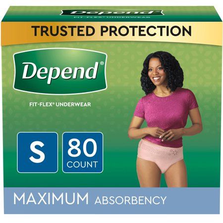 Photo 1 of Depend FIT-FLEX Adult Incontinence Underwear for Women Maximum Absorbency Blush Small 80 Count
