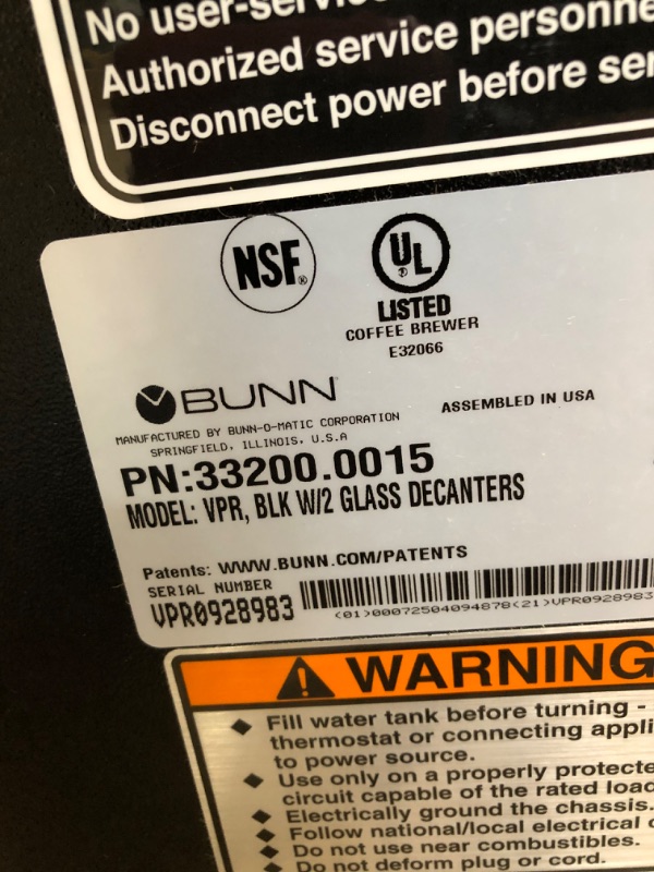 Photo 2 of BUNN - FBA_33200.0015 Bunn 33200.0015 VPR-2GD 12-Cup Pourover Commercial Coffee Brewer with Upper and Lower Warmers and Two Glass Decanters, Black, Stainless, Standard
