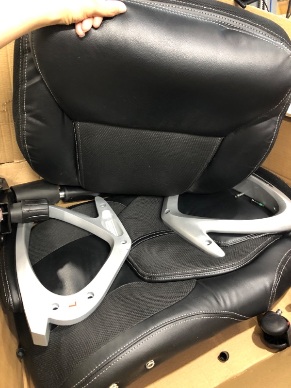 Photo 1 of Serta Executive Office Padded Arms, Adjustable Ergonomic Gaming Desk Chair with Lumbar Support, Faux Leather and Mesh, Black
