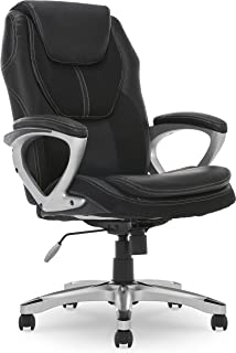 Photo 1 of Serta Executive Office Padded Arms, Adjustable Ergonomic Gaming Desk Chair with Lumbar Support, Faux Leather and Mesh, Black
