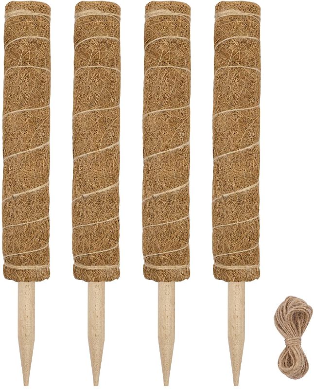 Photo 1 of  68 Inch Moss Pole 4 Pack 17 Inch Coir Totem Pole Plant Support with 78 Inch Twine, Moss Pole for Plants Monstera