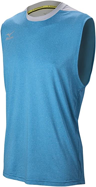 Photo 1 of Mizuno Men's Cutoff Volleyball Jersey, LIGHT BLUE/ WHITE , MED