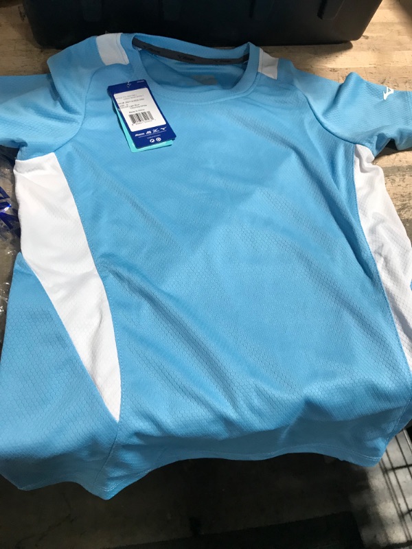 Photo 2 of Mizuno Men's Cutoff Volleyball Jersey, LIGHT BLUE/ WHITE , MED