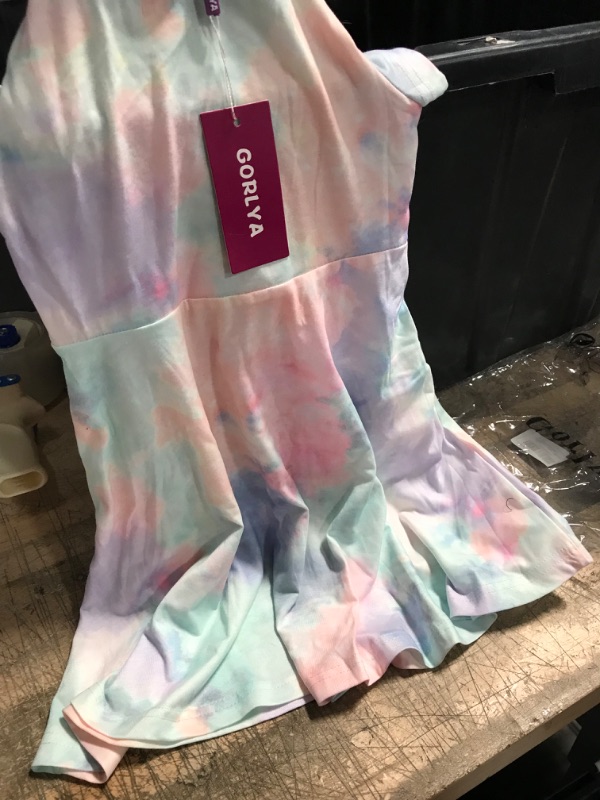 Photo 2 of Girls Tie Dye Dress Clothes Kids Short Sleeve School Twirly Skater Dress Size 5-12 Years