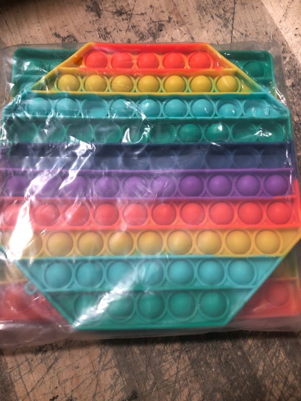 Photo 2 of 2 Packs Jumbo Toy for Kids Adult, Giant Huge Large Mega Big Press Pop Poppop Poop Popper Po it Sensory Austim Anxiety ADHD Stress Relie Game Square Octagon Tie dye Rainbow
