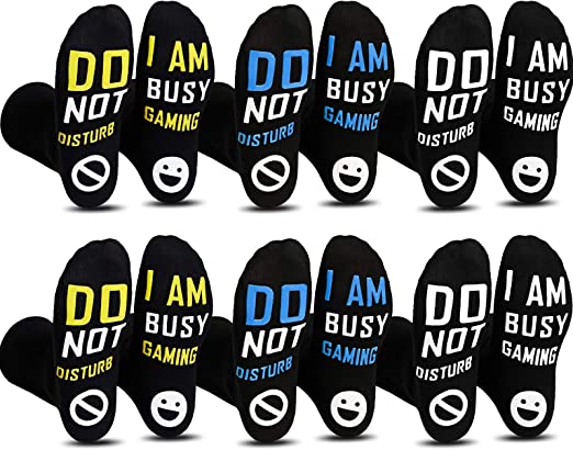 Photo 1 of \Do Not Disturb I'm Busy Gaming Socks Novelty Gamer Socks with Grip for Most People
