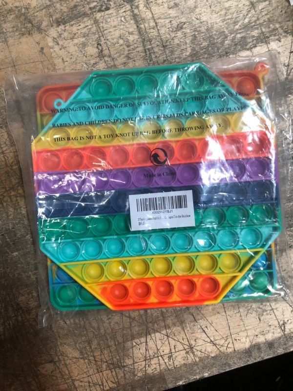 Photo 2 of 2 Packs Jumbo Toy for Kids Adult, Giant Huge Large Mega Big Press Pop Poppop Poop Popper Po it Sensory Austim Anxiety ADHD Stress Relie Game Square Octagon Tie dye Rainbow
