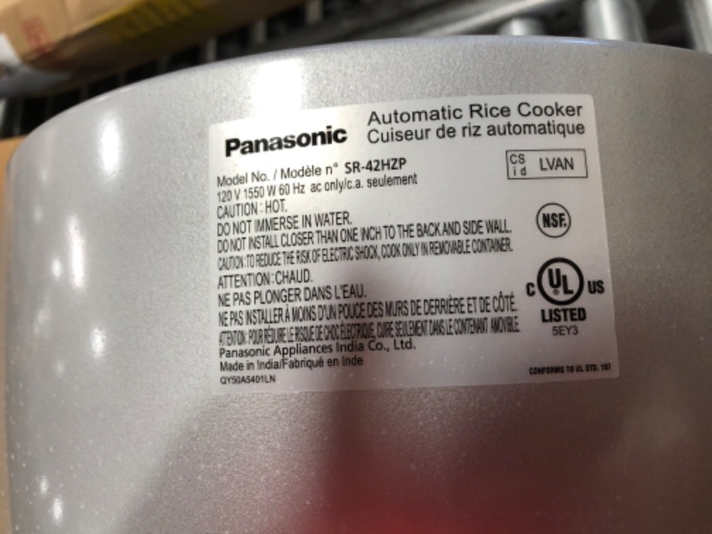 Photo 2 of Panasonic Commercial Rice Cooker, Large Capacity 46-Cup (Cooked), 23-Cup (Uncooked) with One-Touch Operation and 8-Hour Keep Warm - SR-42HZP - Silver