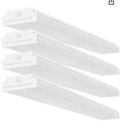 Photo 1 of FaithSail 4FT LED Wraparound 40W Wrap Light, 4400lm, 4000K Neutral White, 4 Foot LED Shop Lights for Garage, 48 Inch LED Light Fixtures Ceiling Mount Office Light, Fluorescent Tube Replacement, 4 Pack