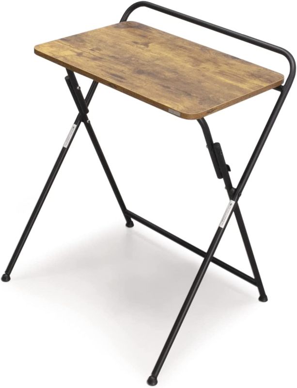 Photo 1 of SOFSYS Modern Folding Desk for Small Space, Computer Gaming, Writing, Student and Home Office Organization, Industrial Metal Frame with Premium Desktop Surfaces, Rustic/Black
