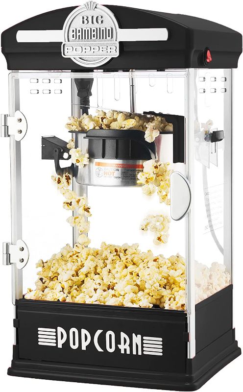 Photo 1 of Great Northern Popcorn Big Bambino Popcorn Machine - Old Fashioned Popcorn Maker with 4 Oz Kettle, Measuring Cups, Scoop and Serving Cups (Black), 10.8" x 9.7" x 19.5"