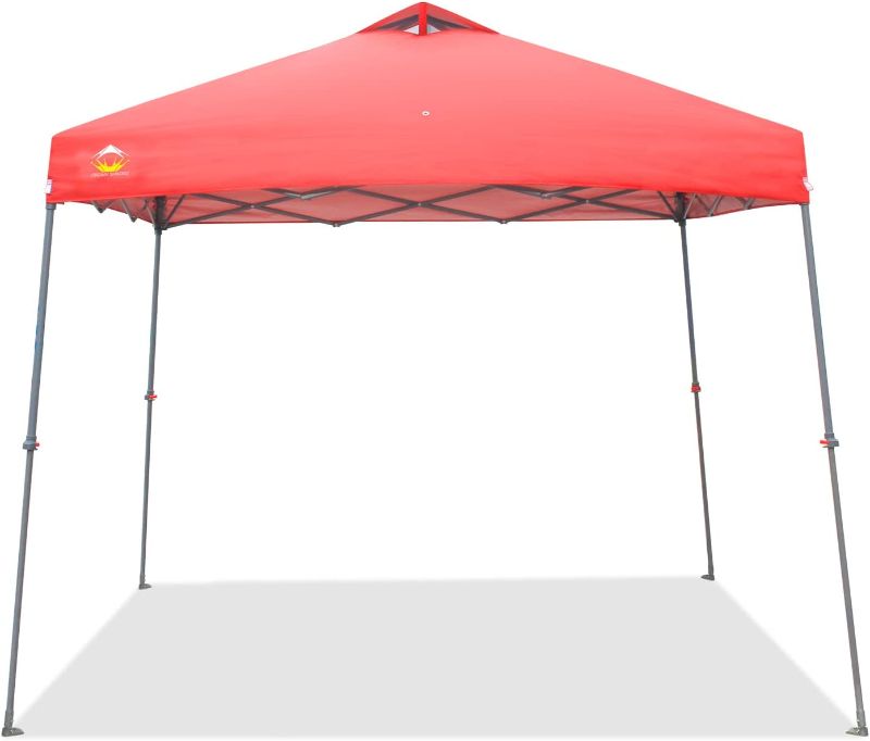 Photo 1 of \CROWN SHADES 10X10 Pop-Up Canopy with Base Easy Up Beach Canopy Outdoor Shade Bonus Carry Bag, 8 Stakes, and 4 Ropes, Red
